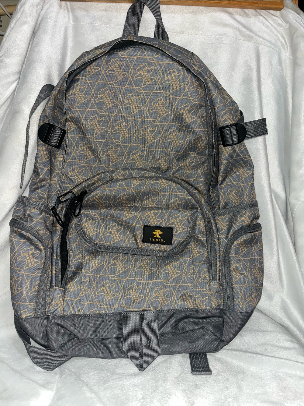 Tin Haul Gray and Tan Patterned Men's Backpack